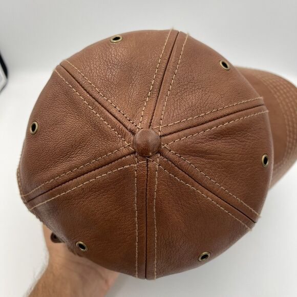 The Territory Ahead All Leather Brown Strapback Baseball Cap Hat Adjustable OSFM - Picture 11 of 15